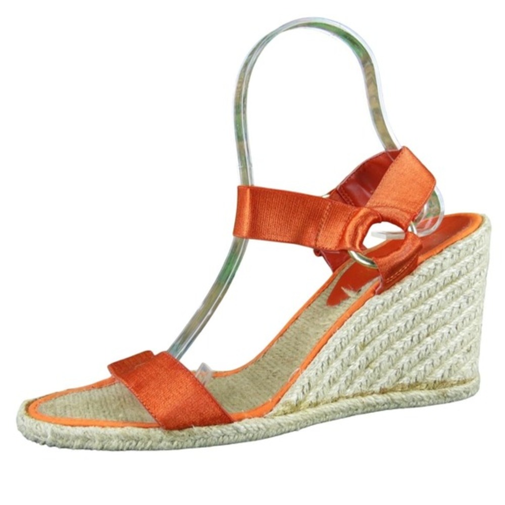 Lauren Ralph Lauren Women's Indigo Elastic Orange Wedge Sandals Size 8.5M